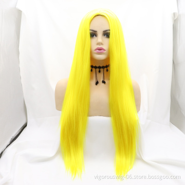 Vigorous best selling wholesale price ladies long straight wig machine made non lace synthetic hair wigs